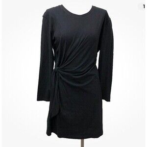 Vince Faux Wrap Dress Womens Small Black Long Sleeve Business Office Cotton